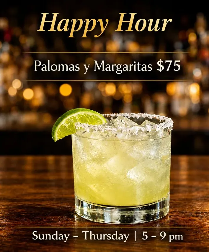 Happy Hour – $75 MXN Palomas and Margaritas