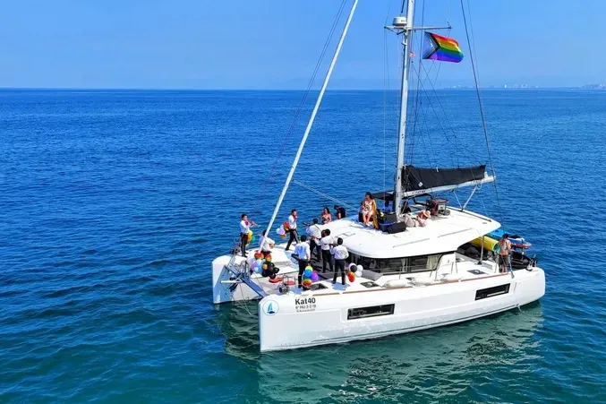 boat with rainbow flag
