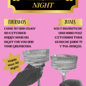 Thursday Ladies Night & Free Cocktail Class!